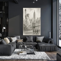 New York City Iconic Landmarks Poster Vintage Wall Art