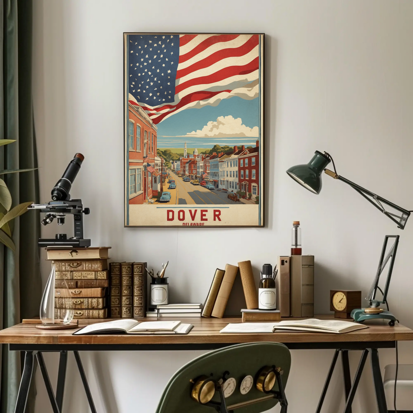 Dover Delaware Americana Main Street Vintage Travel Poster