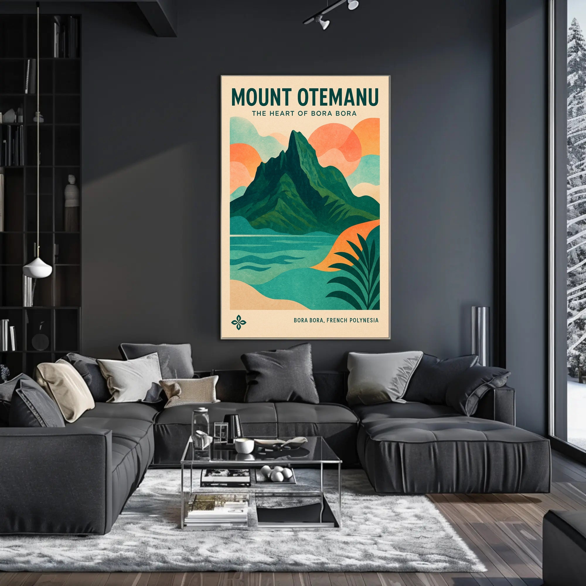 Mount Otemanu Vintage Travel Illustration Poster PosterGoat