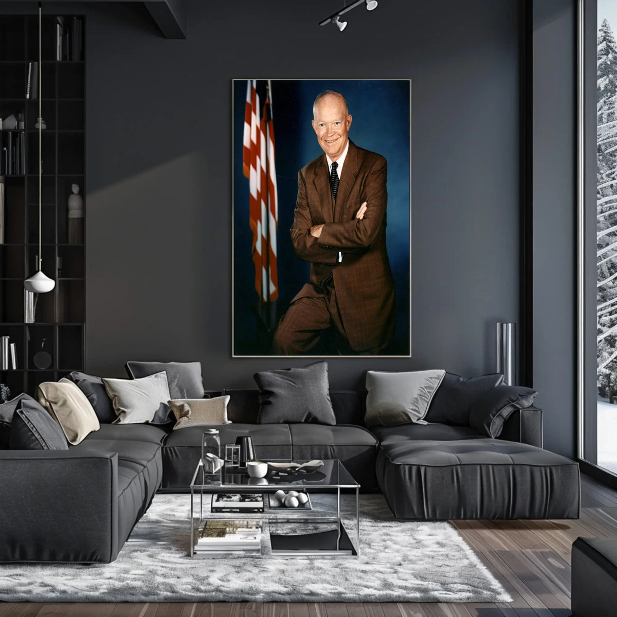 Presidential Pose with Flag – Dwight D. Eisenhower Poster