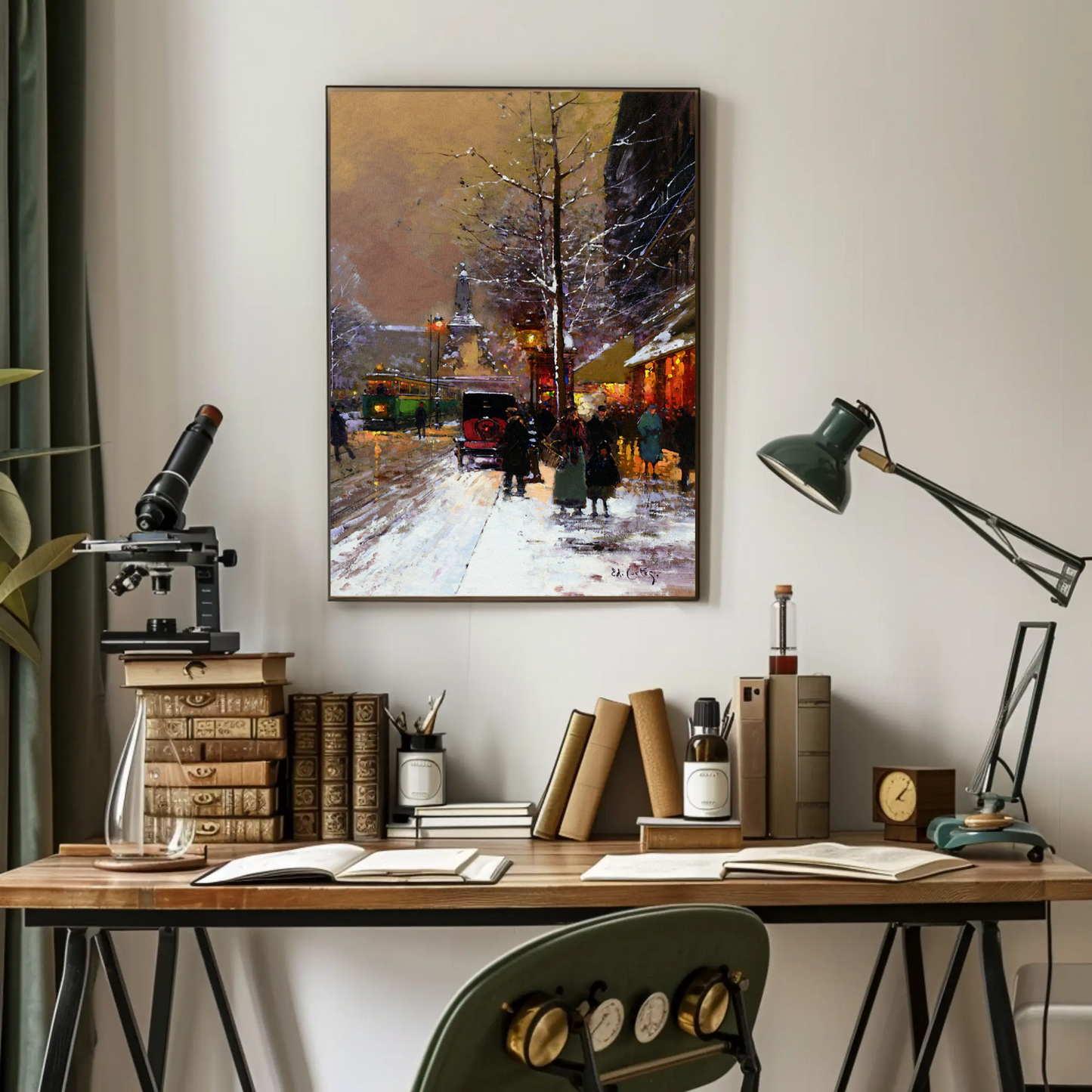Paris Winter Street Scene – Snowy Evening