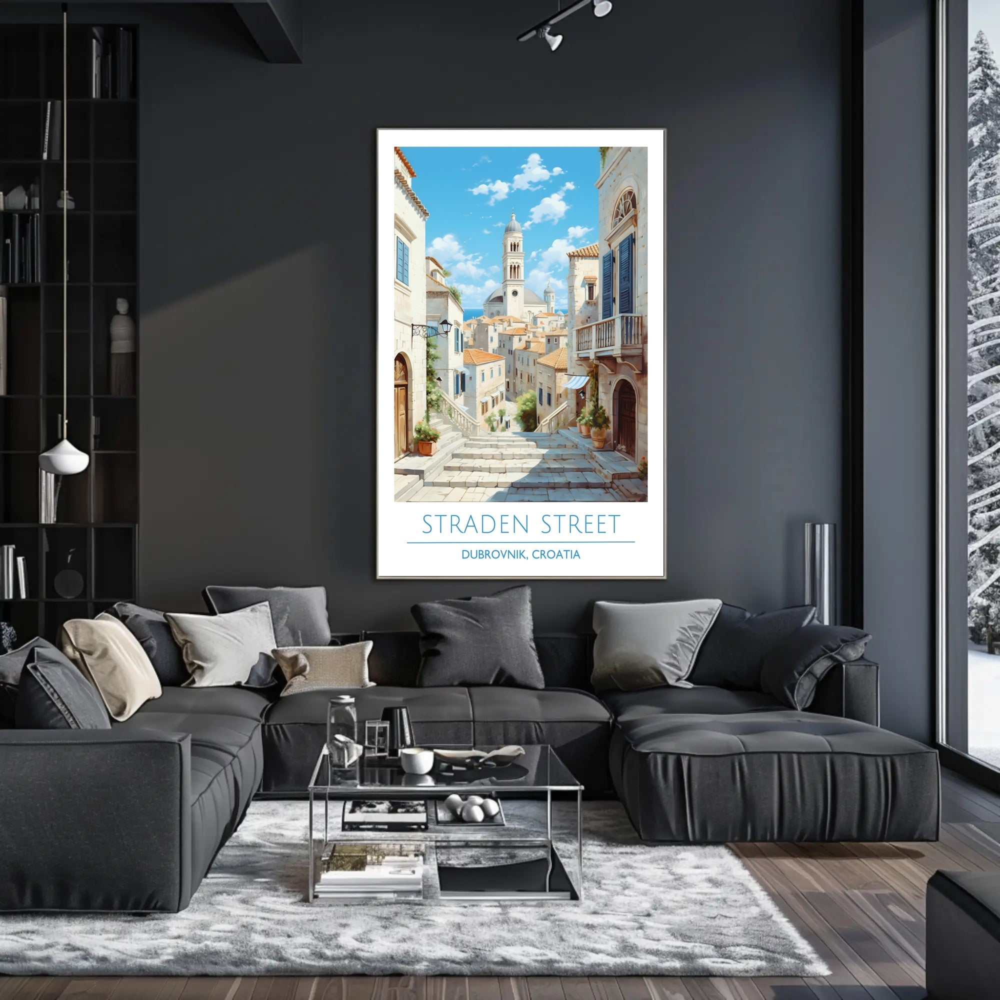 Dubrovnik Straden Street Travel Scene Poster