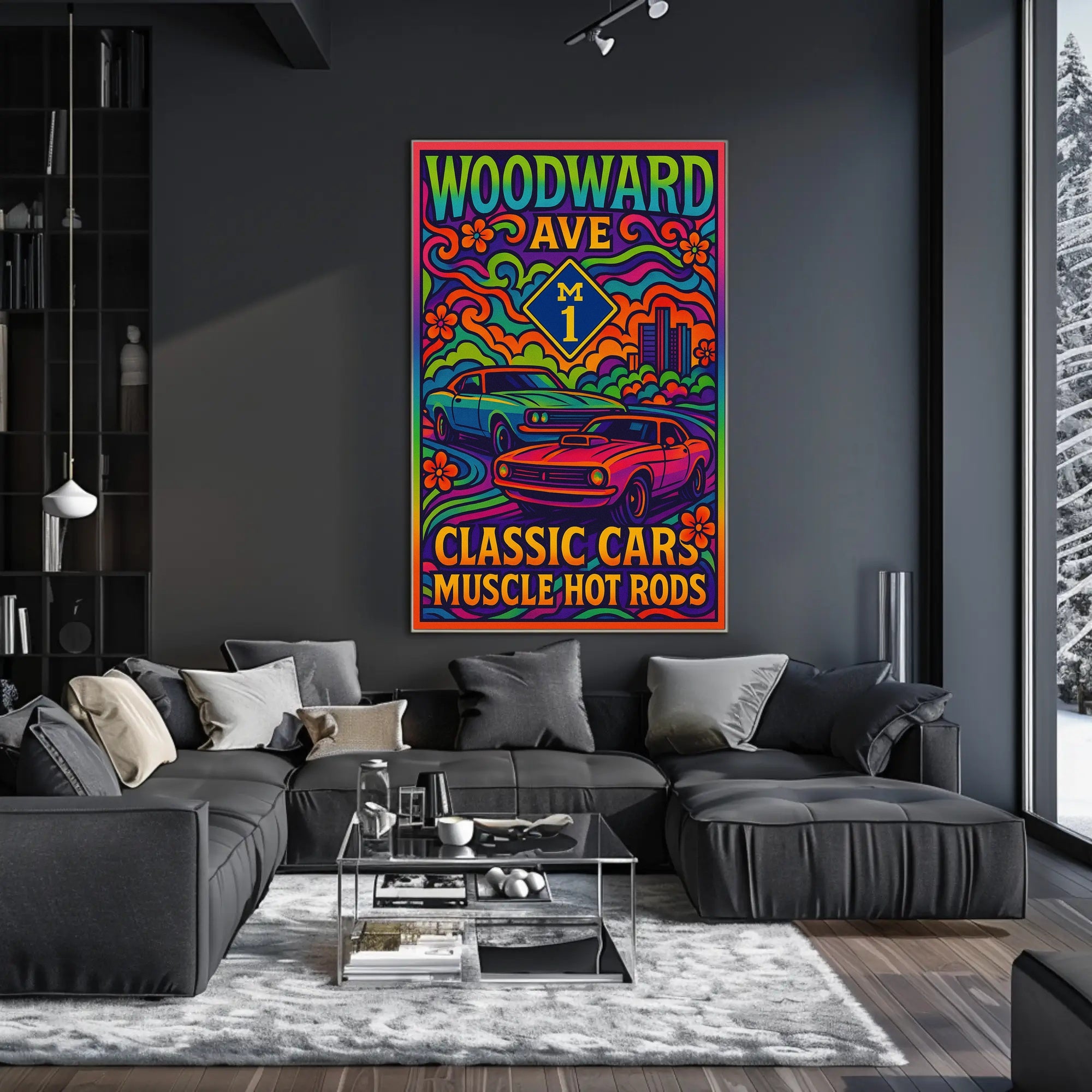 Woodward Ave Muscle Car Poster