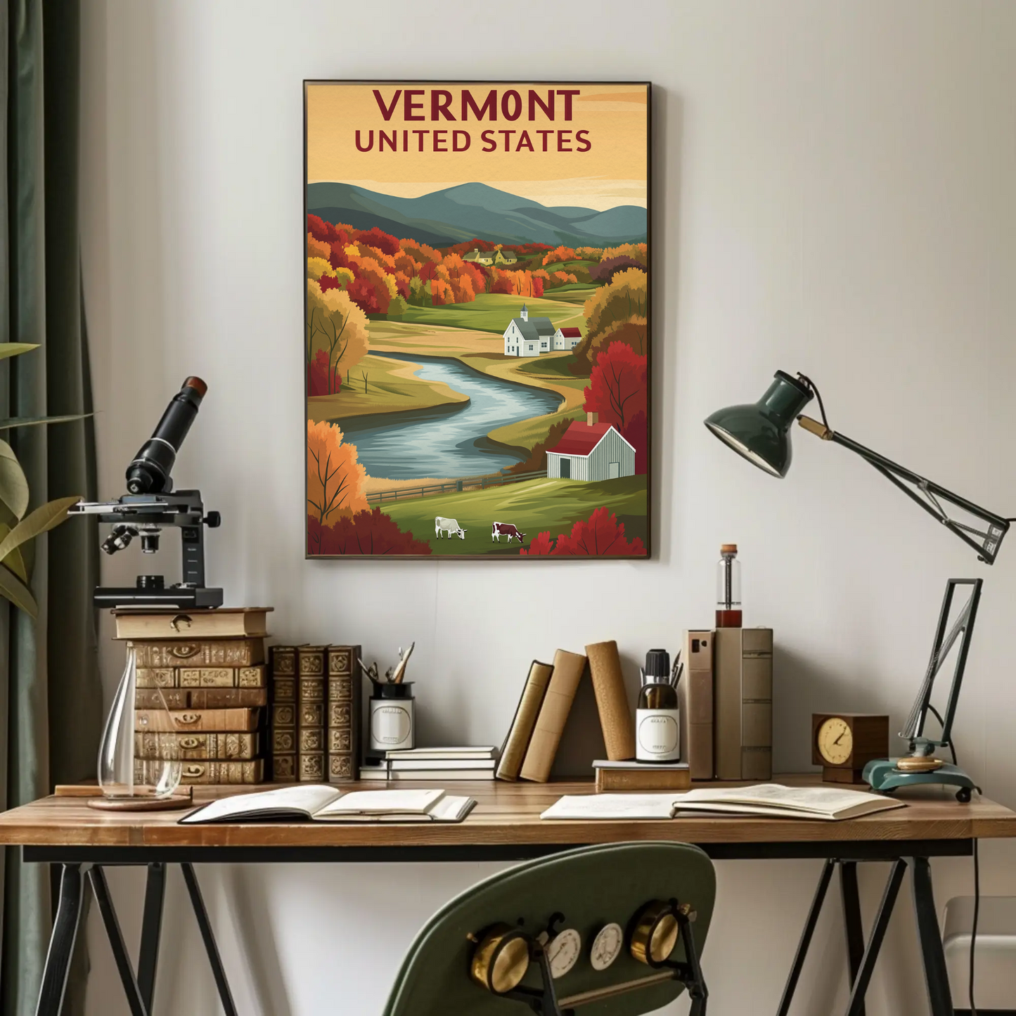Vintage Travel Poster - Vermont Farm Valley