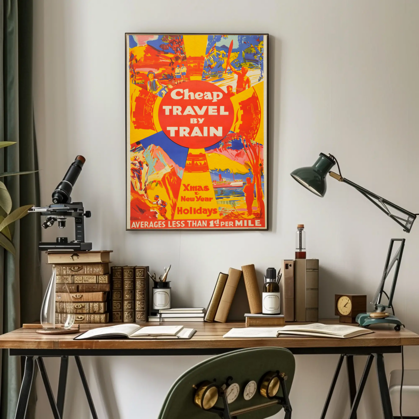 Vintage Poster Cheap Travel By Train