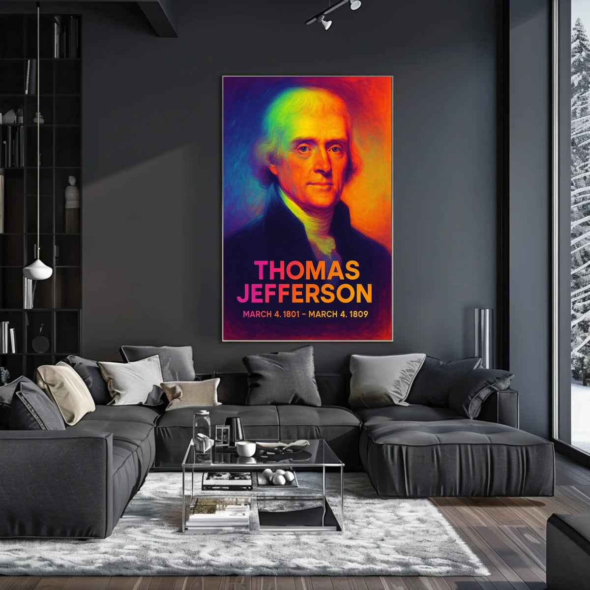 Thomas Jefferson 3rd President of the United States Neon Gradient Overlay Poster