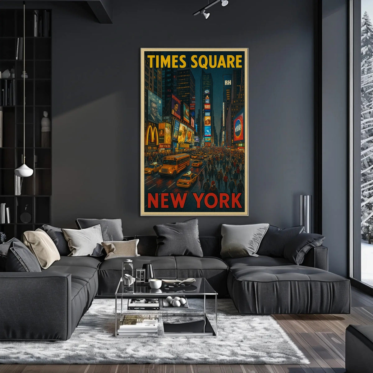 Times Square New York Poster Modern City Lights Wall Art