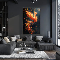 Phoenix Rebirth Modern Art Poster: Vibrant Fantasy Decor