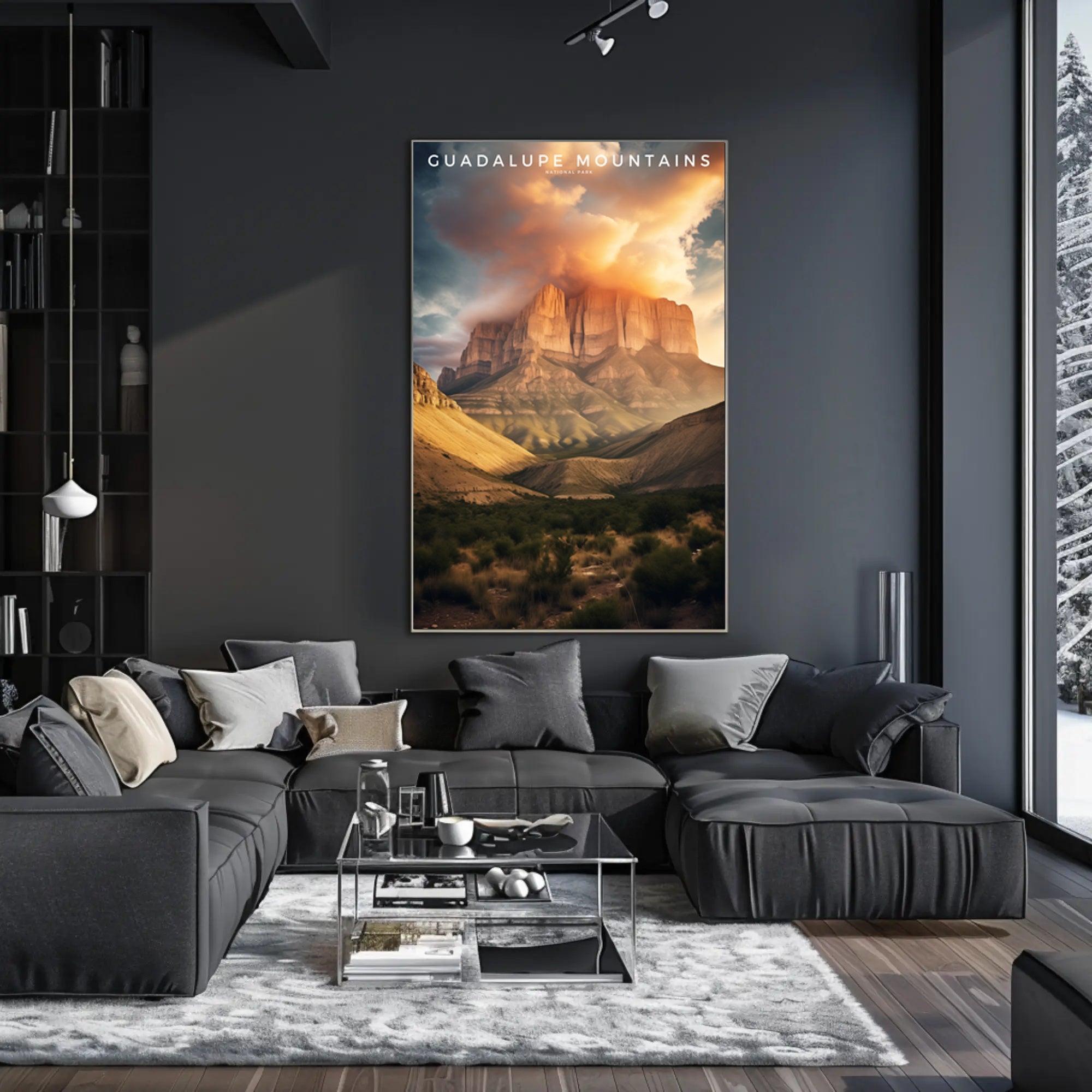 Guadalupe Mountains Travel Poster Vintage Sunset