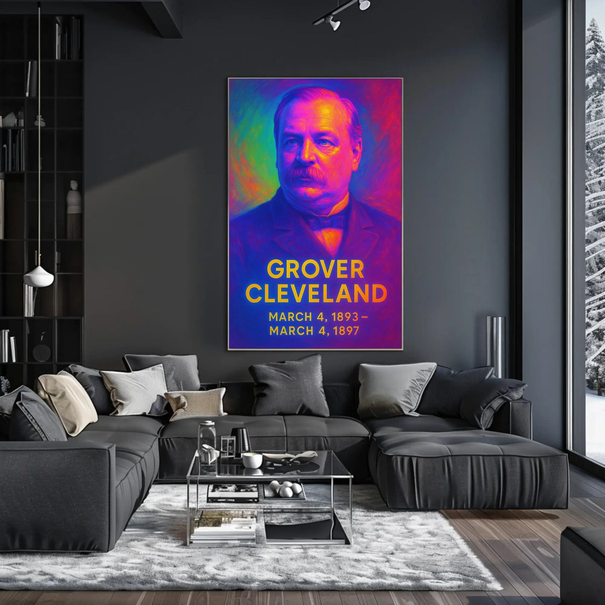 Grover Cleveland 24th President of the United States Neon Gradient Overlay Poster
