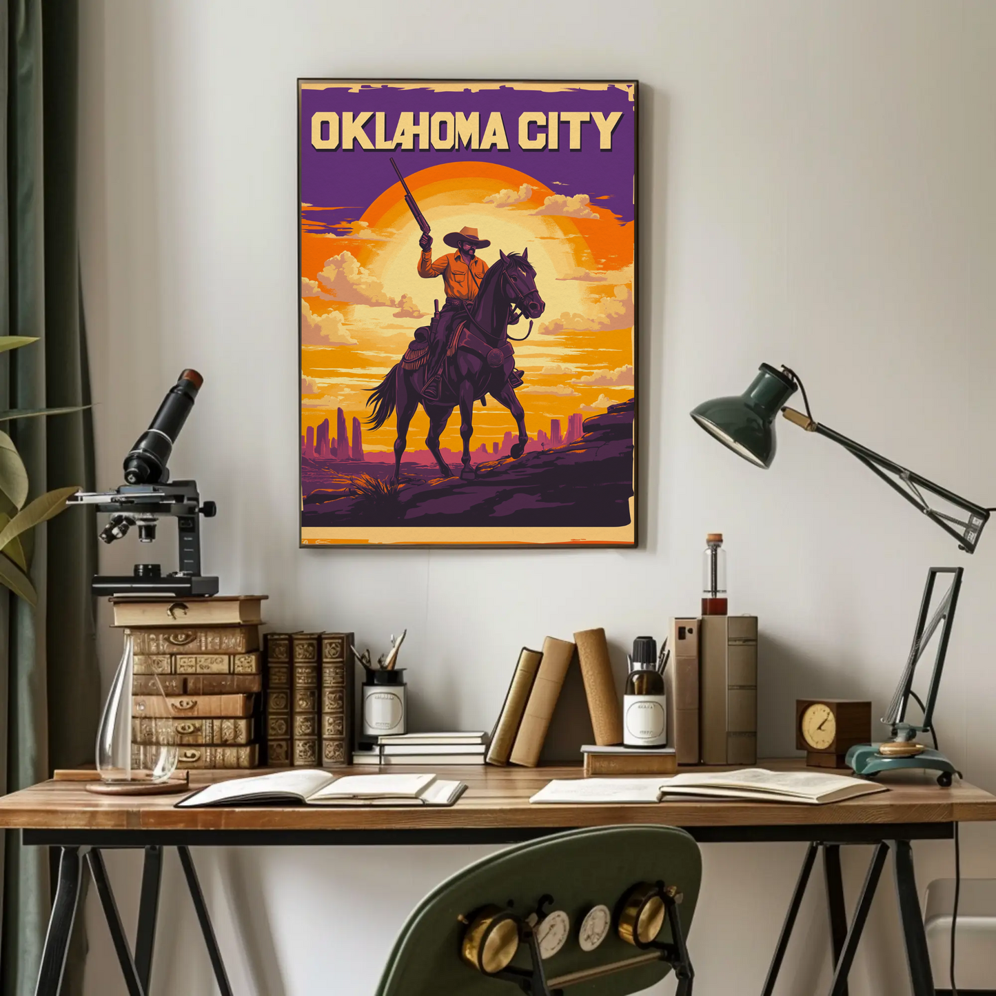 Oklahoma City Cowboy Vintage Poster