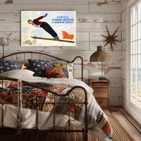 Soviet Ski Jumper Vintage Sports Illustrative Propaganda Poster