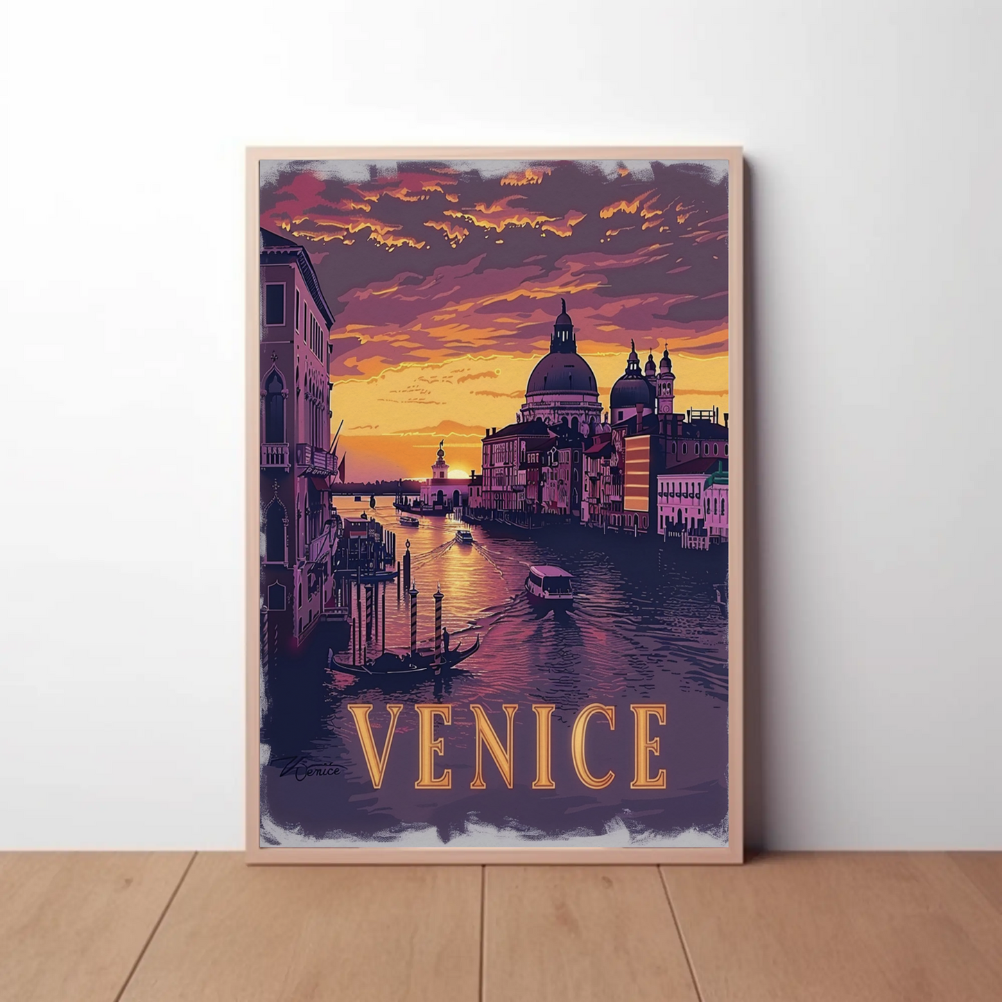 Venice Italy Grand Canal Sunset Travel Poster
