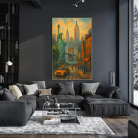 New York City Skyline Poster Modern Travel Wall Art