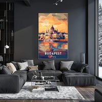 Budapest Parliament Geometric Sunset Art Urban or Cityscape Poster