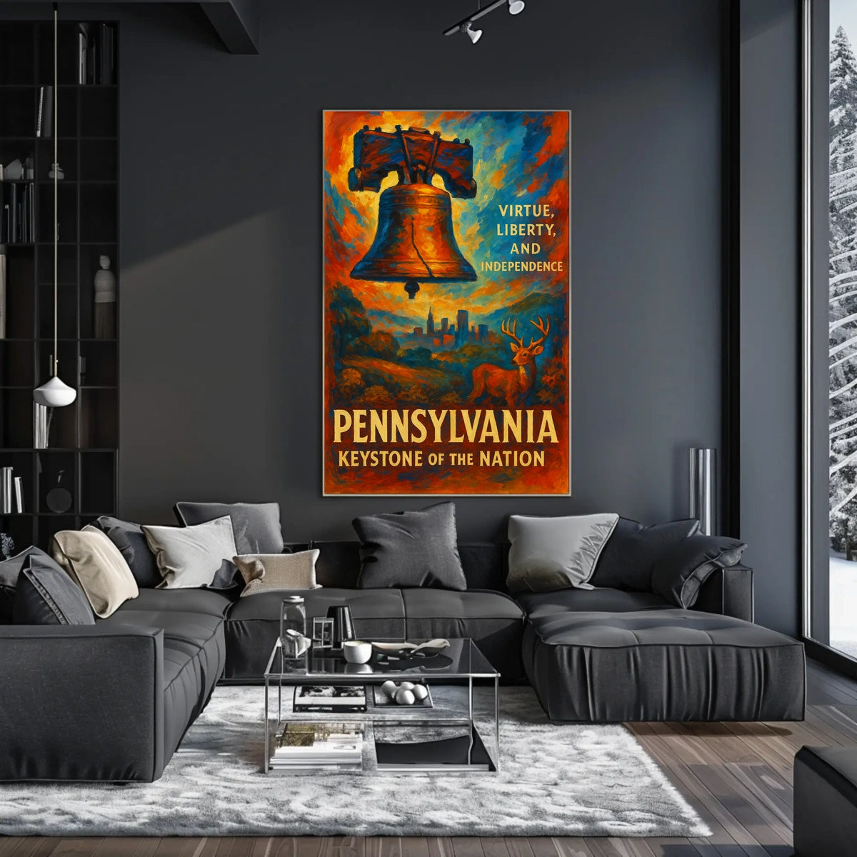 Pennsylvania Keystone of the Nation Poster Patriotic Decor