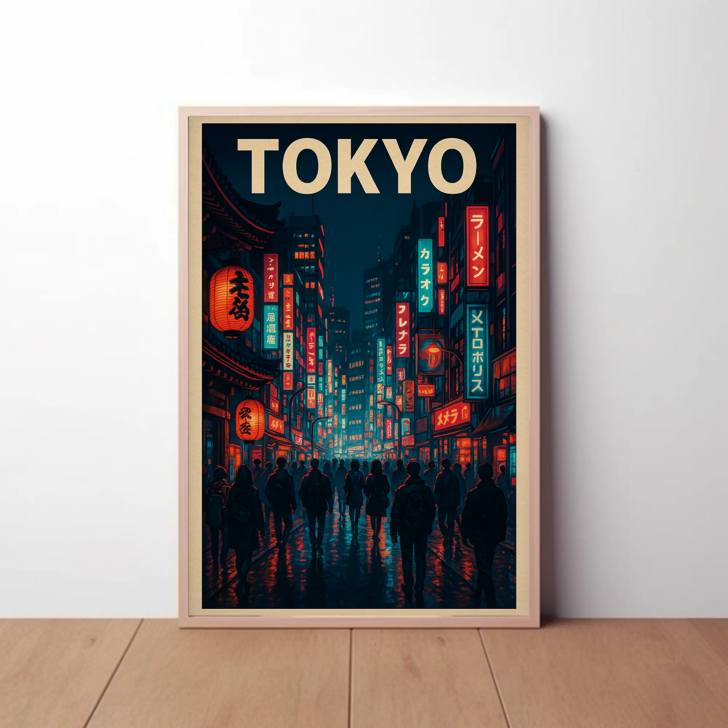 Tokyo Neon Night Street Travel Poster