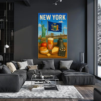 New York City Iconic Landmarks Poster Modern Wall Art