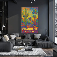 Chandler Arizona Pointillist Cityscape Desert Sunset Poster