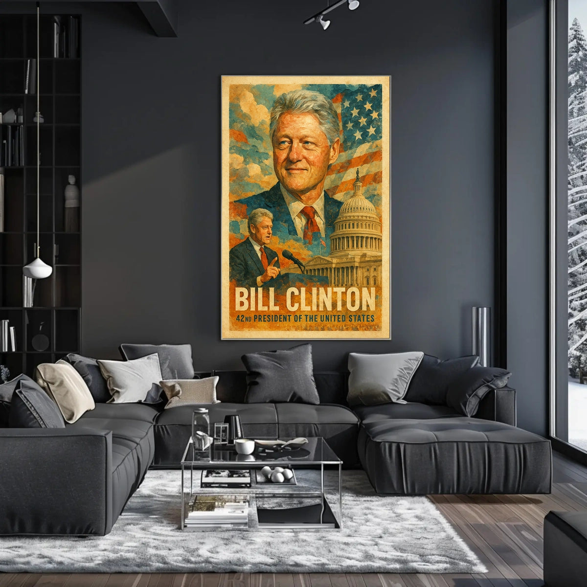 Bill Clinton 42nd President of the United States Layered Digital Collage Poster