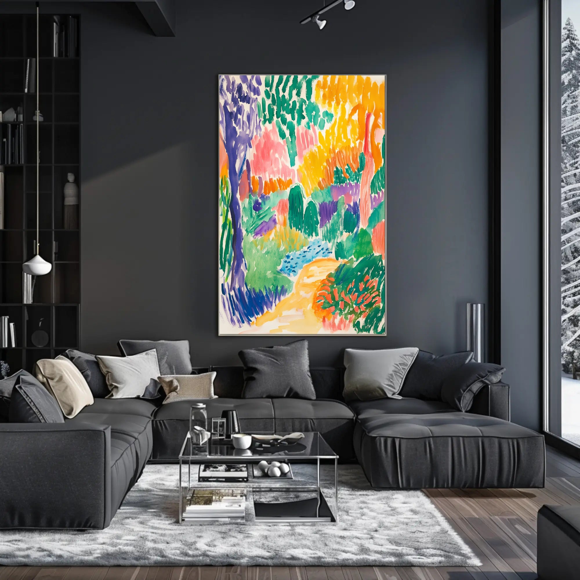 Vibrant Impressionistic Garden Scene Art Print - Abstract Poster