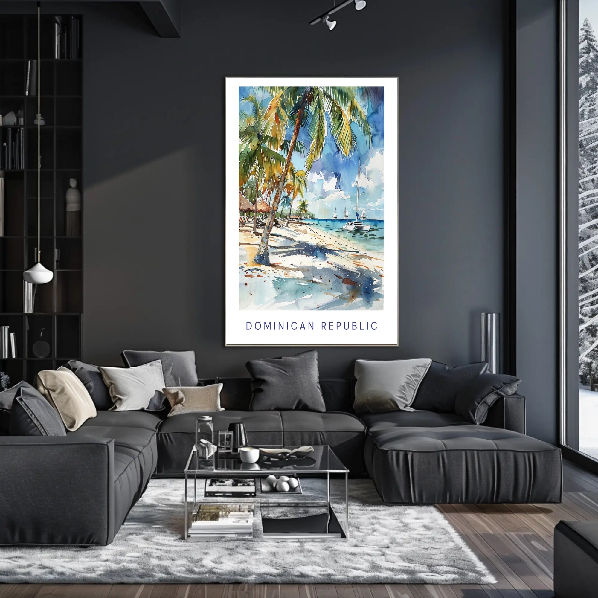 Tropical Beach Paradise in Watercolor Travel Poster PosterGoat