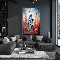 Statue of Liberty Cityscape Poster Abstract Wall Art