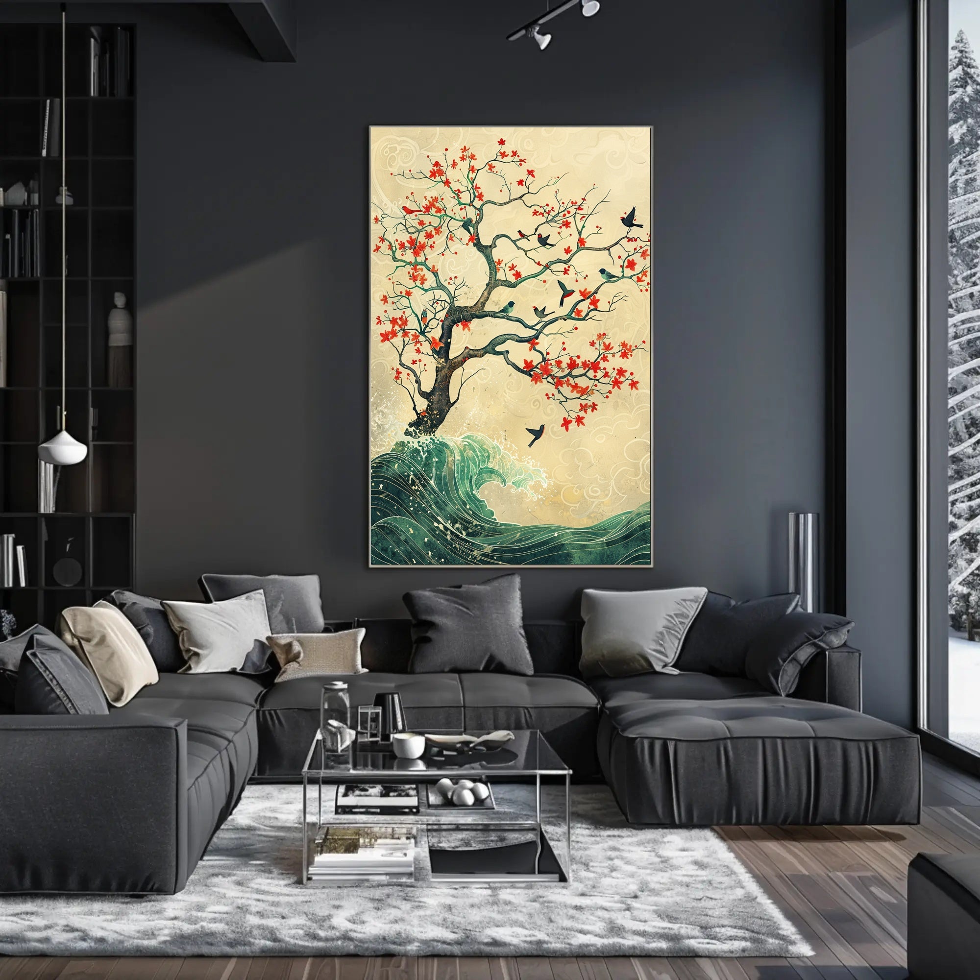 Tranquil Tree and Sea Harmony Art Poster PosterGoat