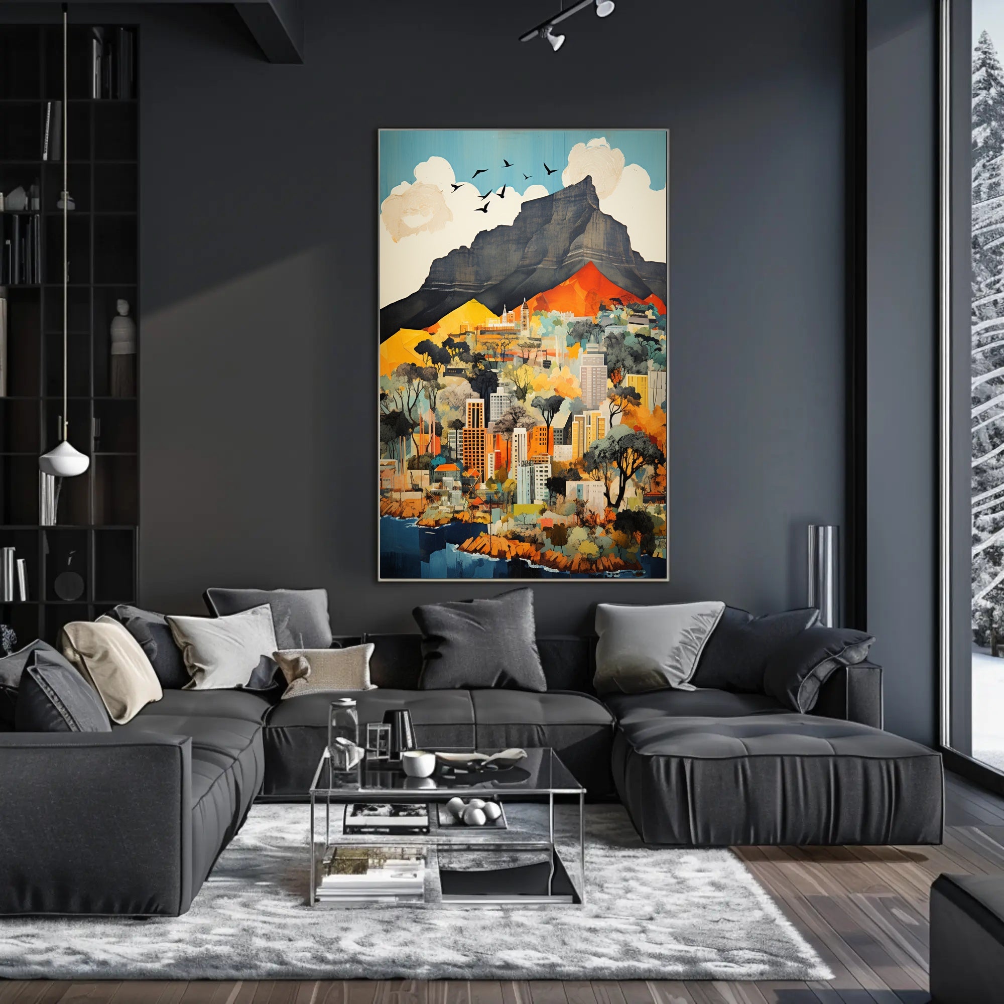 Vibrant Cityscape At The MountainS Edge Poster