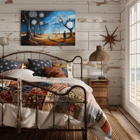 Surreal Barren Landscape with Clocks Artistic Poster