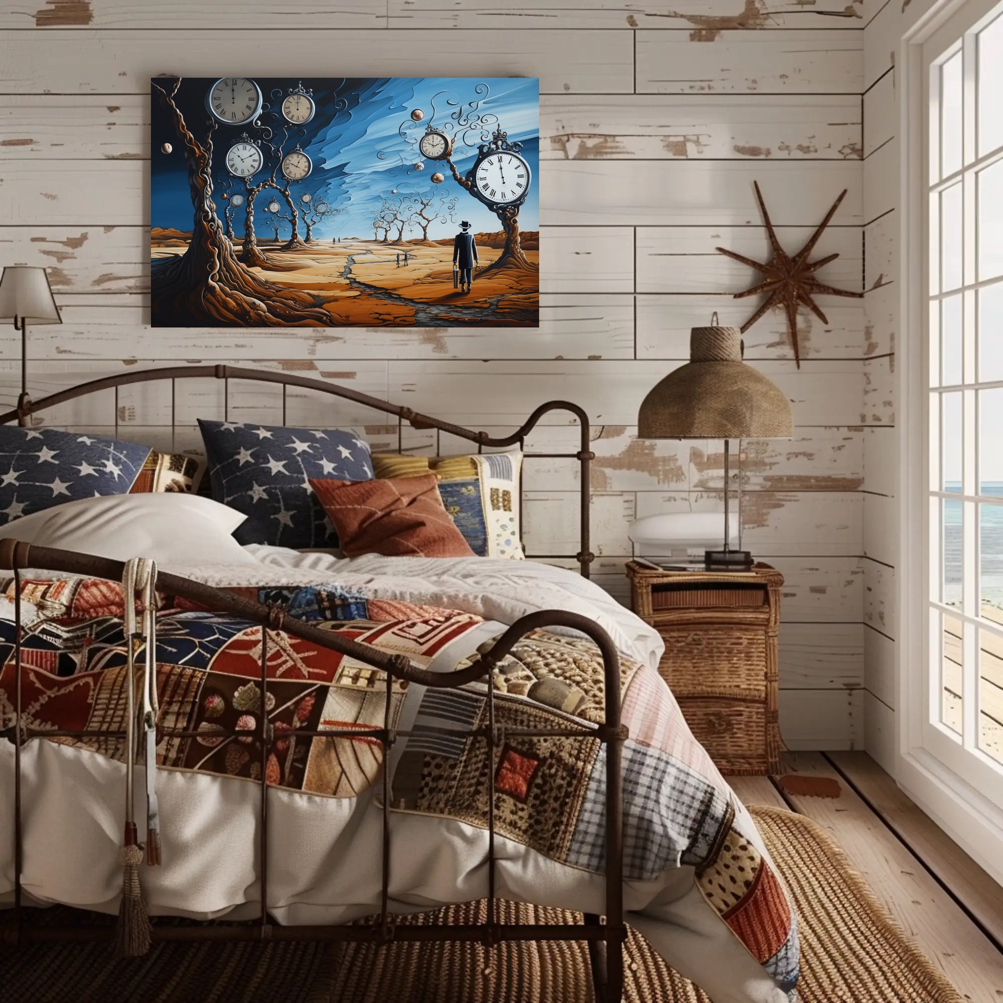 Surreal Barren Landscape with Clocks Artistic Poster