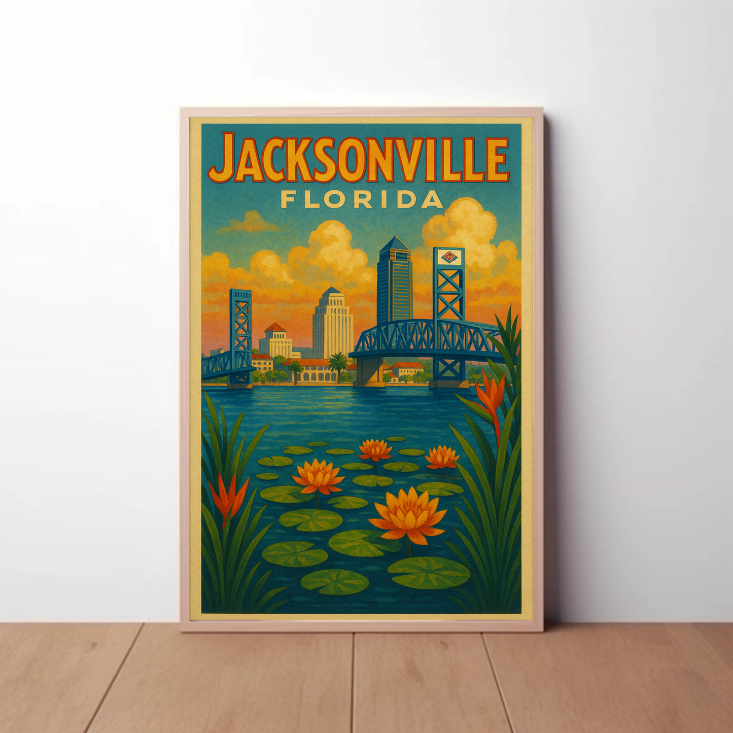 Jacksonville Florida Waterfront Travel Poster