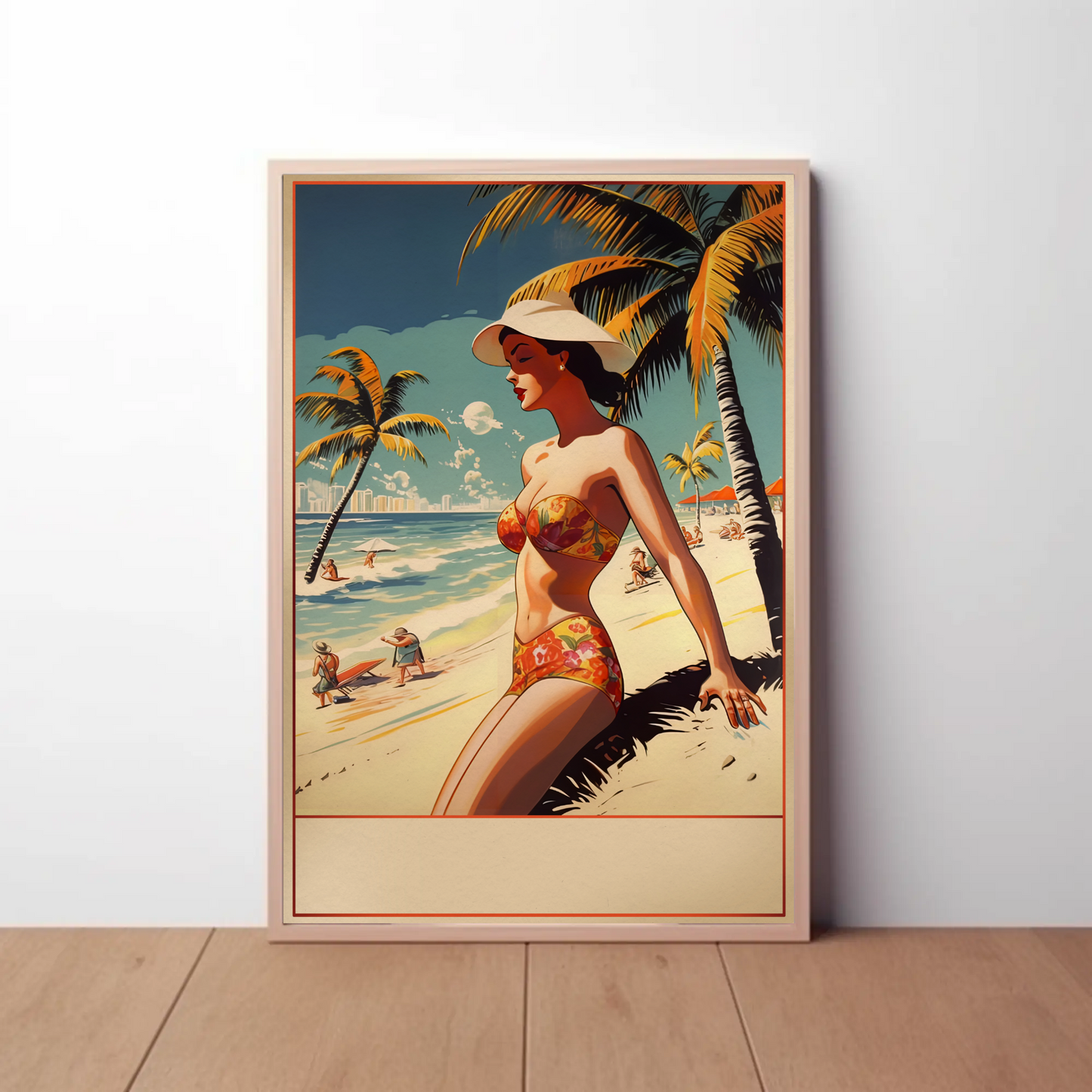 Retro Beach Beauty In Summer Scene Travel Poster