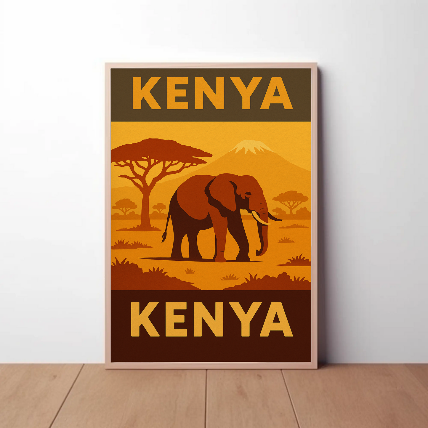 Kenya's Majestic Wildlife Safari Vintage Travel Poster