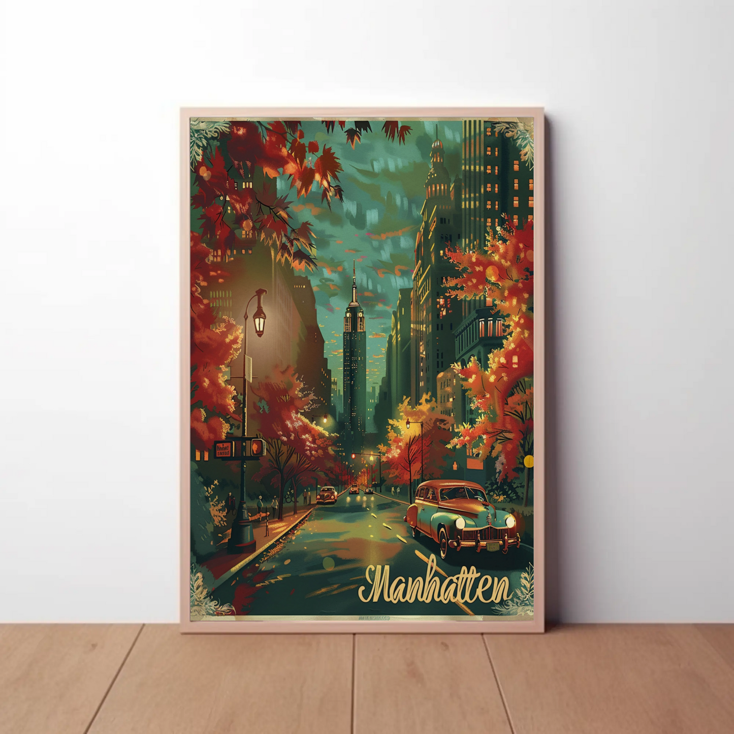 Manhattan Autumn Empire State Travel Poster