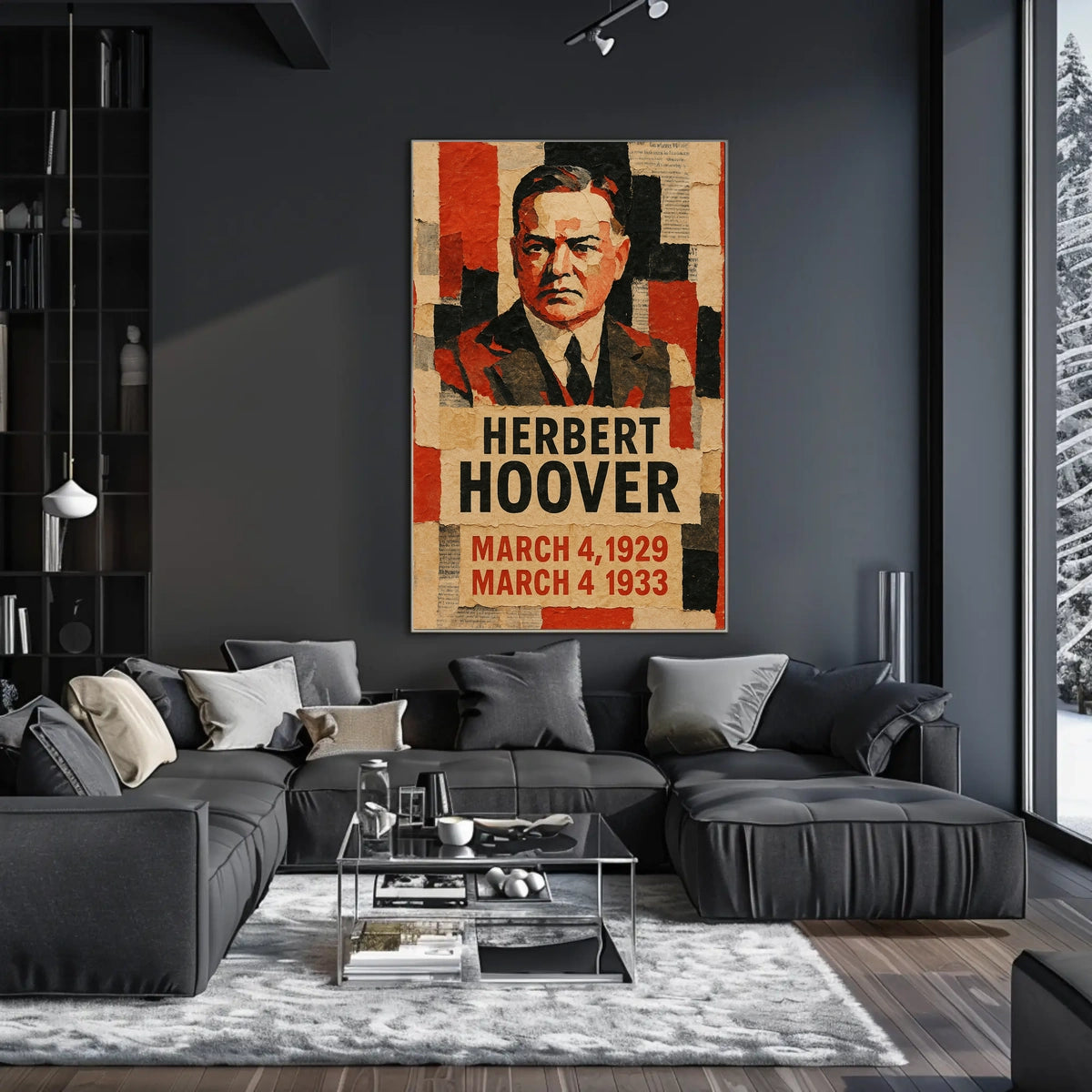 Herbert Hoover 31st President of the United States Layered paper Collage Poster