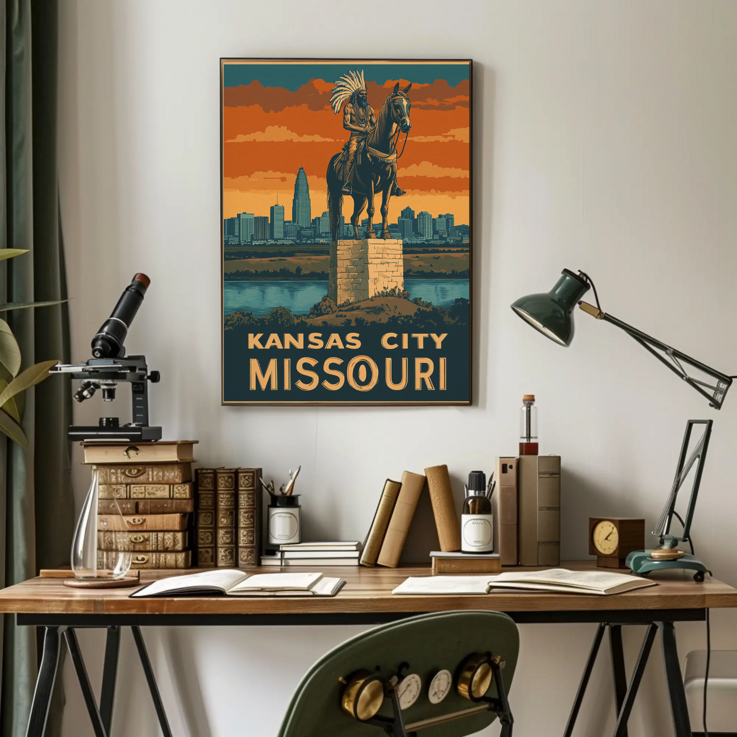 Kansas City Missouri Vintage Poster - Native Monument