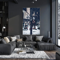 Winter Cemetery Scene with Wreath and Cross Poster