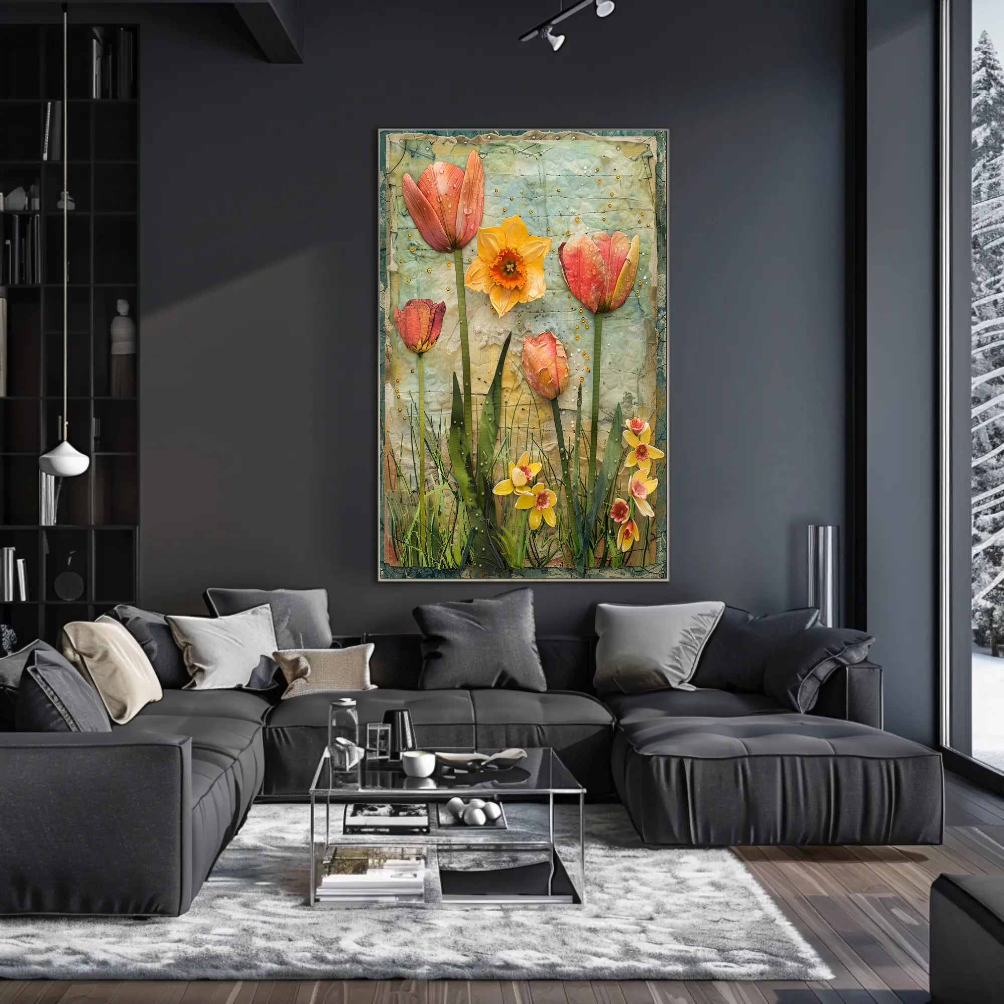 Floral Elegance: Tulips & Daffodils Vintage Artistic Poster PosterGoat