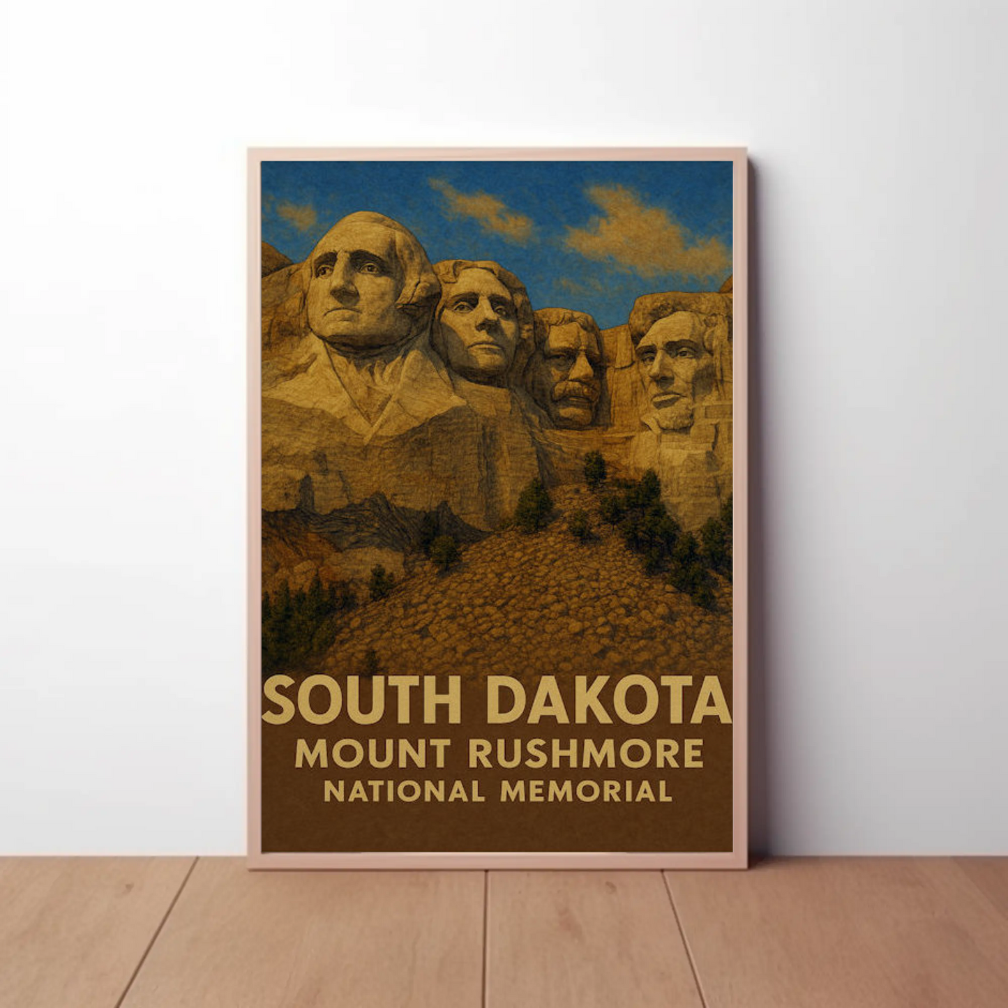 Mount Rushmore National Memorial Realistic Style Travel Poster