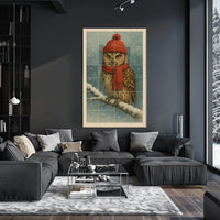 Winter Owl In Red Poster