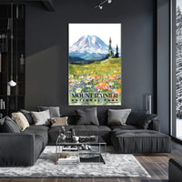Mount Rainier Watercolor Wall Art Poster
