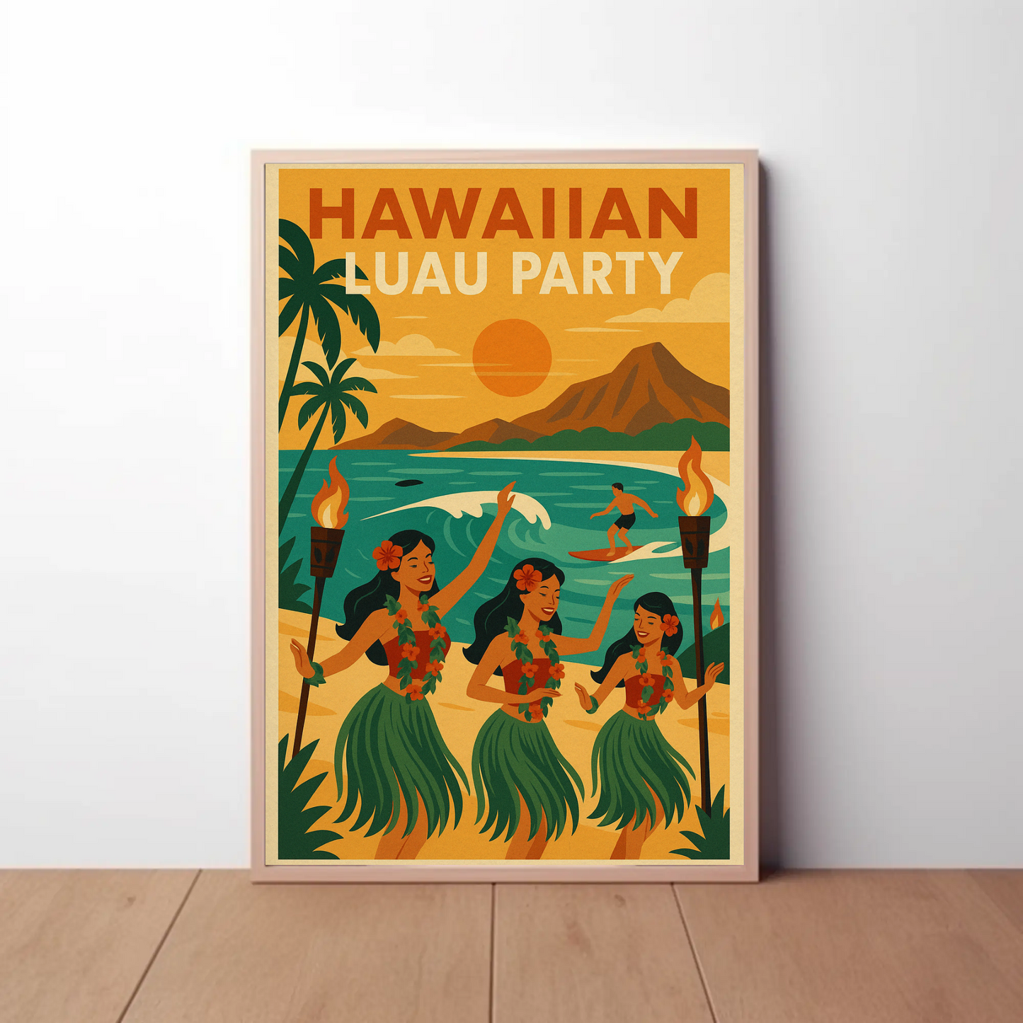 Hawaiian Luau Party Beach Dancers Poster Poster
