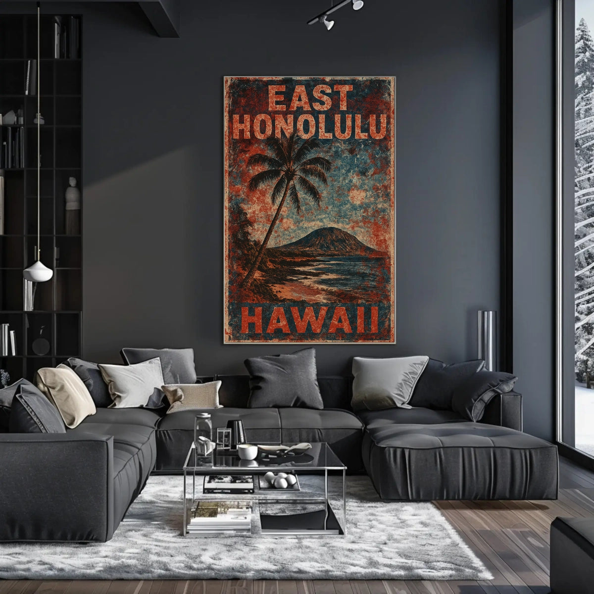 East Honolulu Wanderlust Vintage Travel Poster