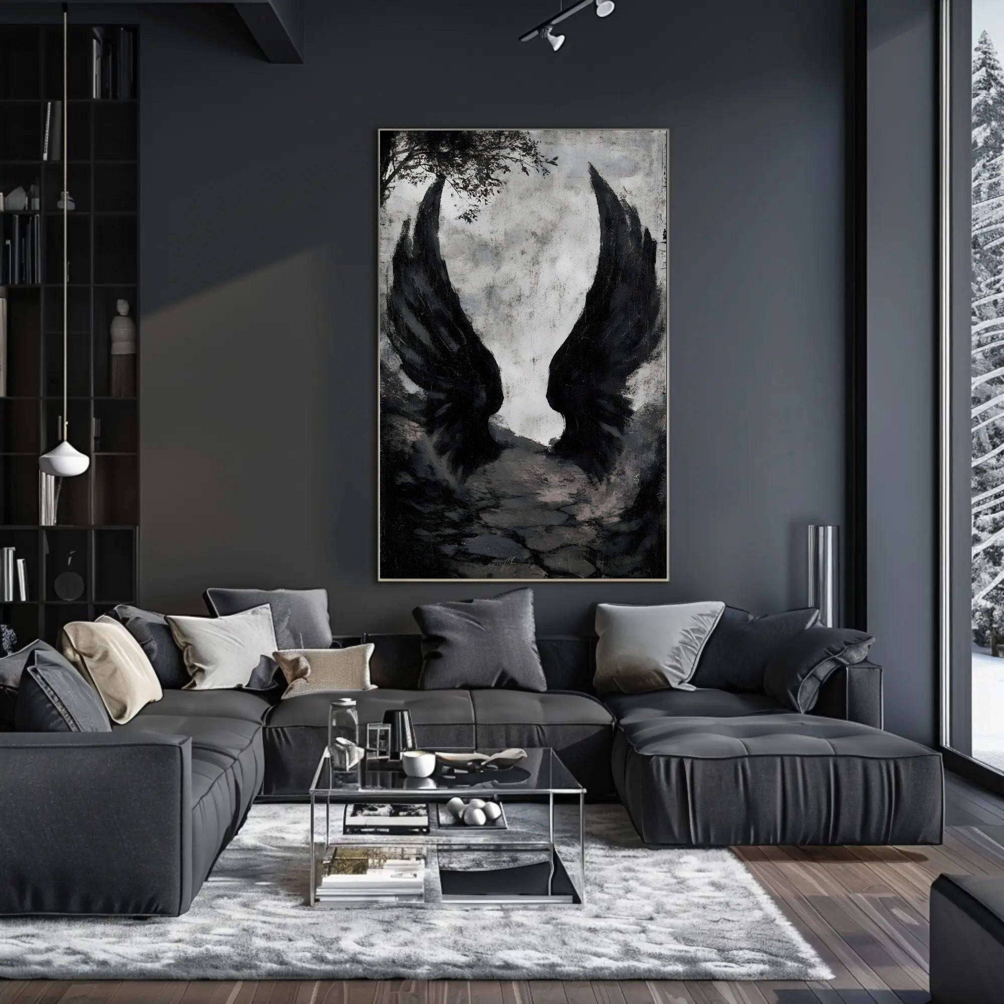 Dark Fantasy Wings Mysterious Scene Poster Fantasy or Mythology Poster PosterGoat