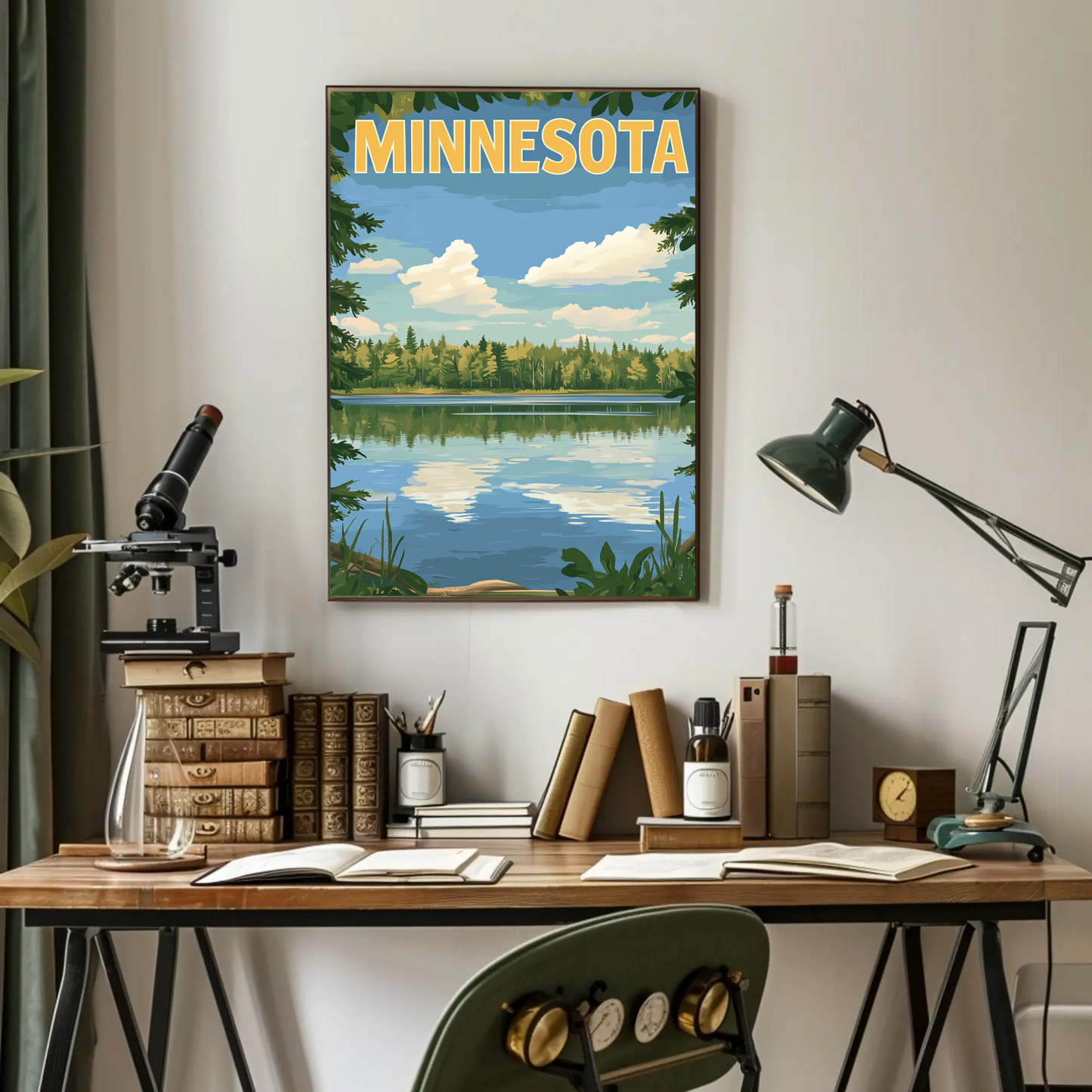 Minnesota’s Tranquil Lakes Vintage Travel Poster