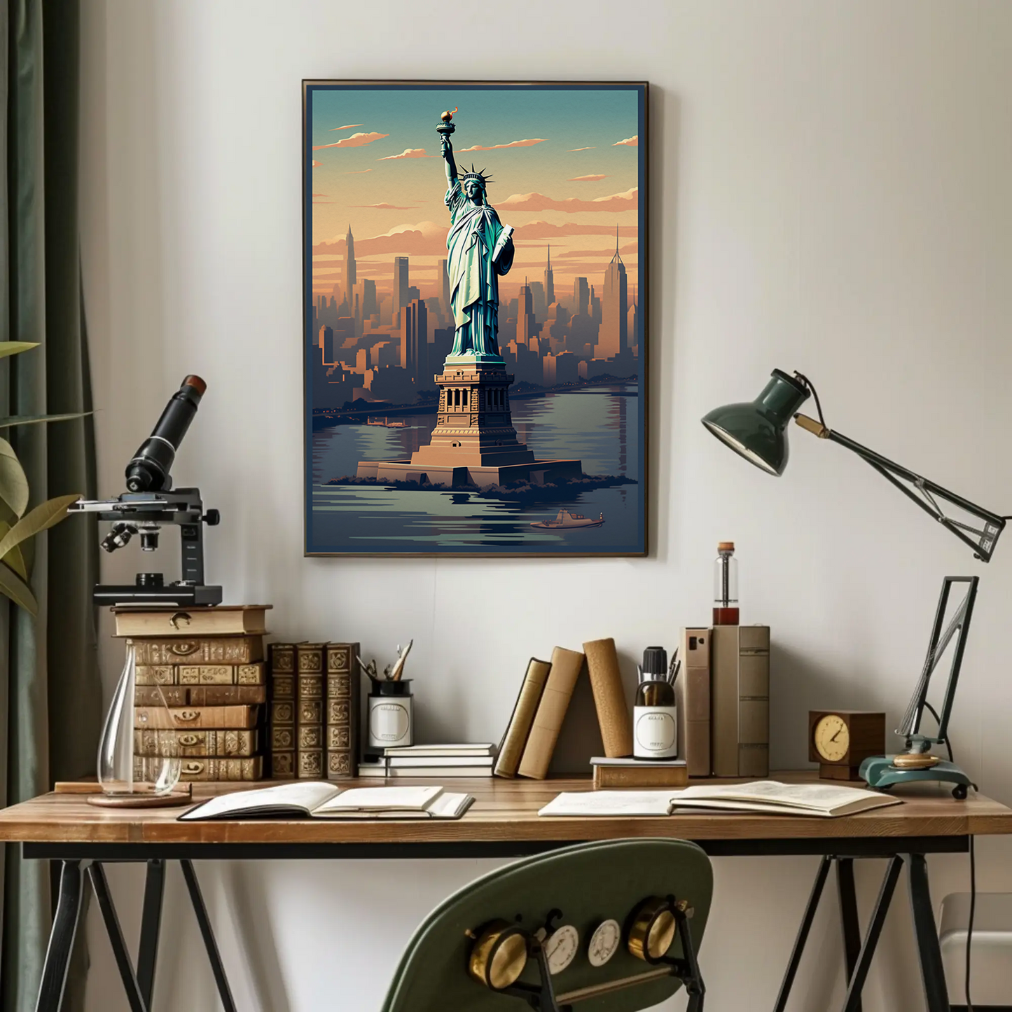 New York Liberty Vintage Travel Poster