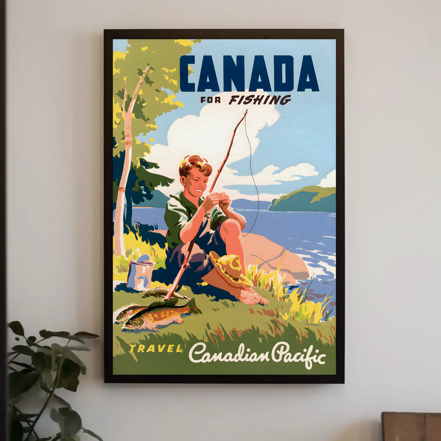 Canada for Fishing Canadian Pacific Travel Poster (1940s)