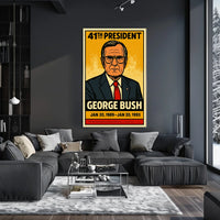 George H. W. Bush 41st President of the United States Inked Comic Style Poster