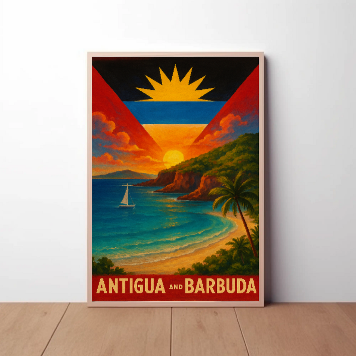 Tropical Paradise Antigua and Barbuda Travel Poster
